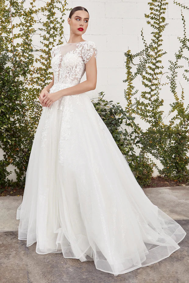 Glamorous Long Sleeves Lace Princess Wedding Dress Ball Gown High Neck –  showprettydress