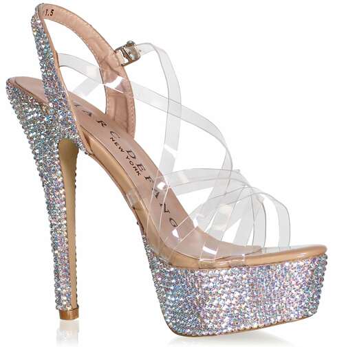 Marc Defang AB CLEAR MARC TOPS Platform Pageant heel Prom Shoe  DESCRIPTION Best seller in pageantry! 6" Heels, 2" Platforms Clear Acrylic Straps Marc tops AB Crystals on the heels and platforms  Perfect swimwear shoes Prom, Pageant model runway shoes Light weight and comfortable, designed to perform on stage and runway Size run true to size  Available Sizes: 5.5, 6, 6.5, 7, 7.5, 8, 8.5, 9, 9.5, 10, 11