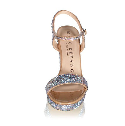 Marc Defang AB CRYSTALS SINGLE STRAP 4" BLOCK HEELS Pageant Prom Shoe  DESCRIPTION 4" Block heels, 1" Platforms AB Crystals handcrafted Perfect pre-teen and Teen heels!  Single strap at the toe Quick hook-on buckle for easy changing Light weight, performs amazingly well on stage and runway. Medium Width, run true to size. Available Sizes: 5, 5.5, 6, 6.5, 7, 7.5, 8, 8.5, 9, 9.5, 10, 11