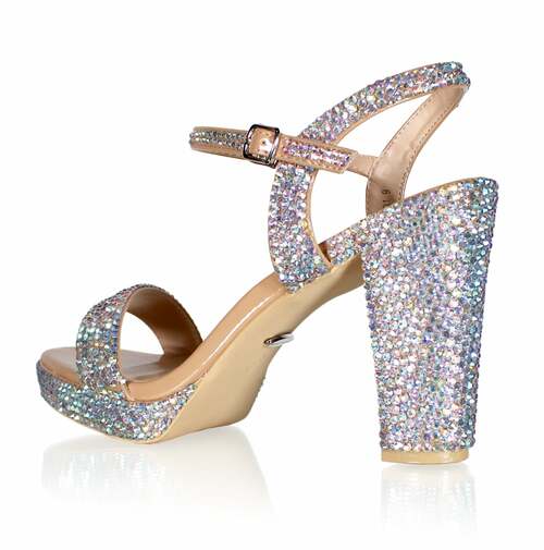 Marc Defang AB CRYSTALS SINGLE STRAP 4" BLOCK HEELS Pageant Prom Shoe  DESCRIPTION 4" Block heels, 1" Platforms AB Crystals handcrafted Perfect pre-teen and Teen heels!  Single strap at the toe Quick hook-on buckle for easy changing Light weight, performs amazingly well on stage and runway. Medium Width, run true to size. Available Sizes: 5, 5.5, 6, 6.5, 7, 7.5, 8, 8.5, 9, 9.5, 10, 11