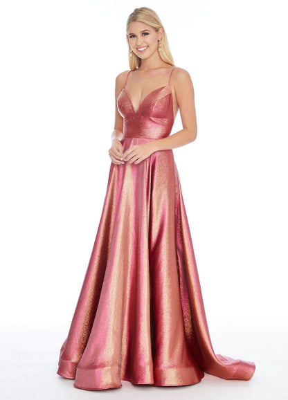 Ashley Lauren 1937 Lime/Gold Prom Dress sz 14 Metallic Brocade