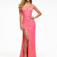 Ashley-Lauren-11067-hot-pink-prom-dress-front-off-the-shoulder-straps-sequined-long-dress-right-side-slit-sweeping-train