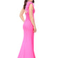 Ashley Lauren 11290 Hot Pink One Shoulder Prom Dress crystal top one shoulder with feathers Stand out in this one shoulder scuba gown. The neckline is embellished with feathers to provide a fun and flirty detail. The bodice is accented by heat set stones that cascade down on the skirt. The look is complete with a left leg slit.