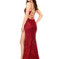 Ashley Lauren 11342 Size 4 Red Long Sequin Prom Dress High Slit V Neckline Evening Gown