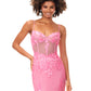 Ashley Lauren 11362 Candy Pink Fully Beaded Spaghetti Strap Prom Dress front close up
