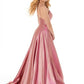 Ashley-Lauren-1937-Hot-Pink-Gold-Prom-Dress-Shimmer-Brocade-A-line-iridescent-v-neckline-evening-pageant-dress