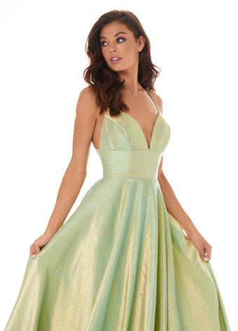 Ashley-Lauren-1937-Lime-Gold-Prom-Dress-Side-iridescent-shimmer-brocade-a-line at Glass Slipper Formals