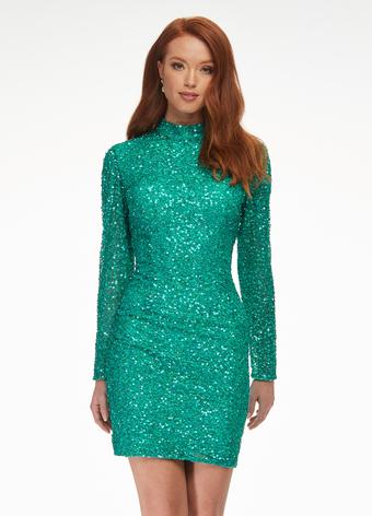 Ashley-Lauren-4252-Jade-Cocktail-Dress-Front-Long-Sleeves-sequin-fitted-short-homecoming-dress-with-high-neckline