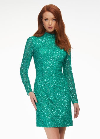 Ashley-Lauren-4252-Jade-Cocktail-Dress-Front-Long-Sleeves-sequin-fitted-short-homecoming-dress