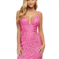Ashley-Lauren-4436-ultra-pink-cocktail-dress-front-lace-up-tie-corset-back-backless-short-fitted-sequins-v-neckline