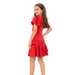 Ashley Lauren Kids 8167 Girls Crepe Cocktail Dress with Ruffle Details  A crepe dress perfect for any event. This dress features flutter sleeves and an asymmetric ruffle skirt-red