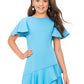 Ashley Lauren Kids 8167 Girls Crepe Cocktail Dress with Ruffle Details A crepe dress perfect for any event. This dress features flutter sleeves and an asymmetric ruffle skirt turquoise