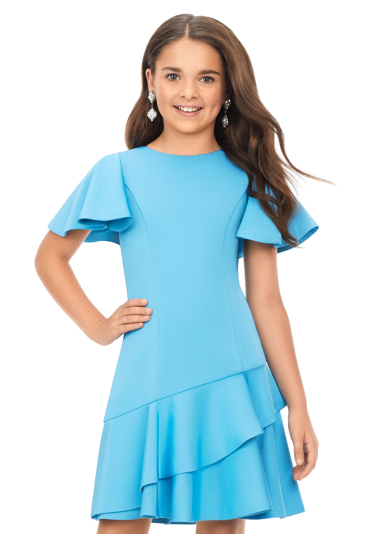 Ashley Lauren Kids 8167 Girls Crepe Cocktail Dress with Ruffle Details – Glass  Slipper Formals