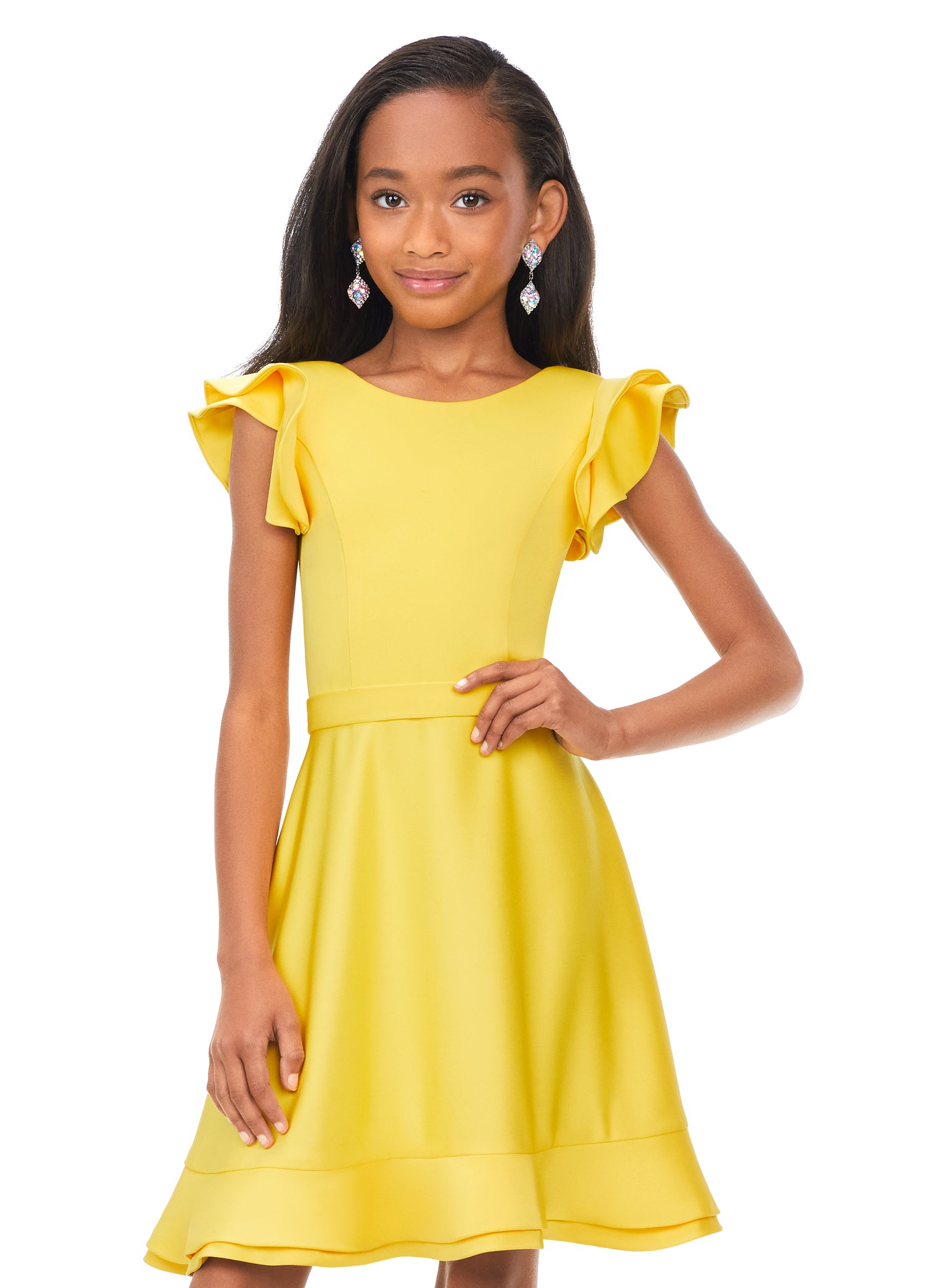 Ashley Lauren Kids 8168 Girls Crepe Cocktail Dress with Ruffle Sleeves –  Glass Slipper Formals