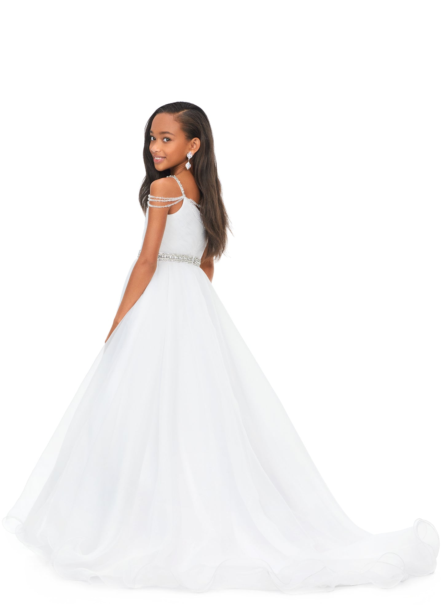 Ashley Lauren Kids 8170 Girls Organza Pageant Dress Ball Gown with Beaded Details