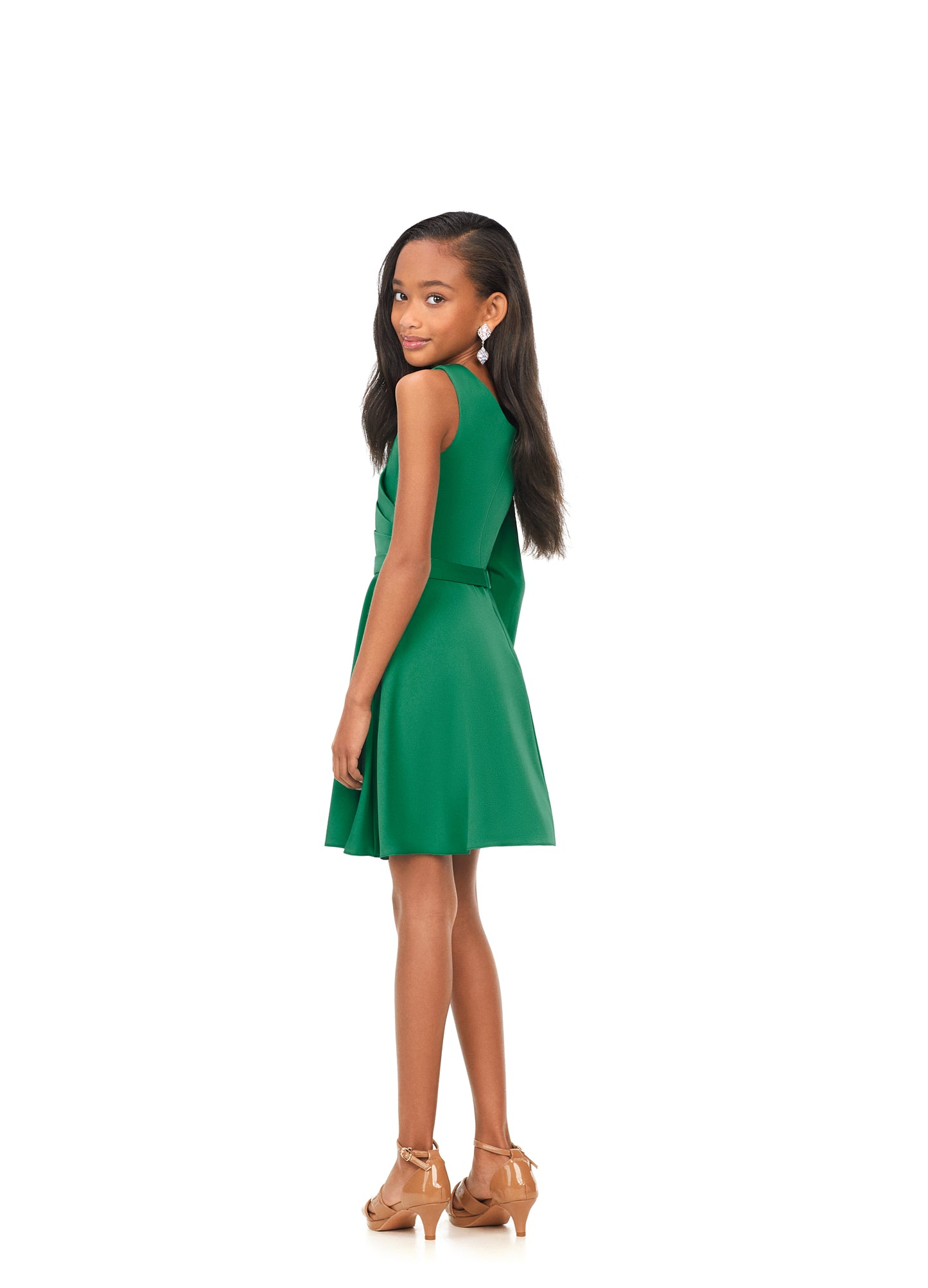 Ashley Lauren Kids 8171 Emerald Green Girls One Sleeve Crepe Cocktail Dress