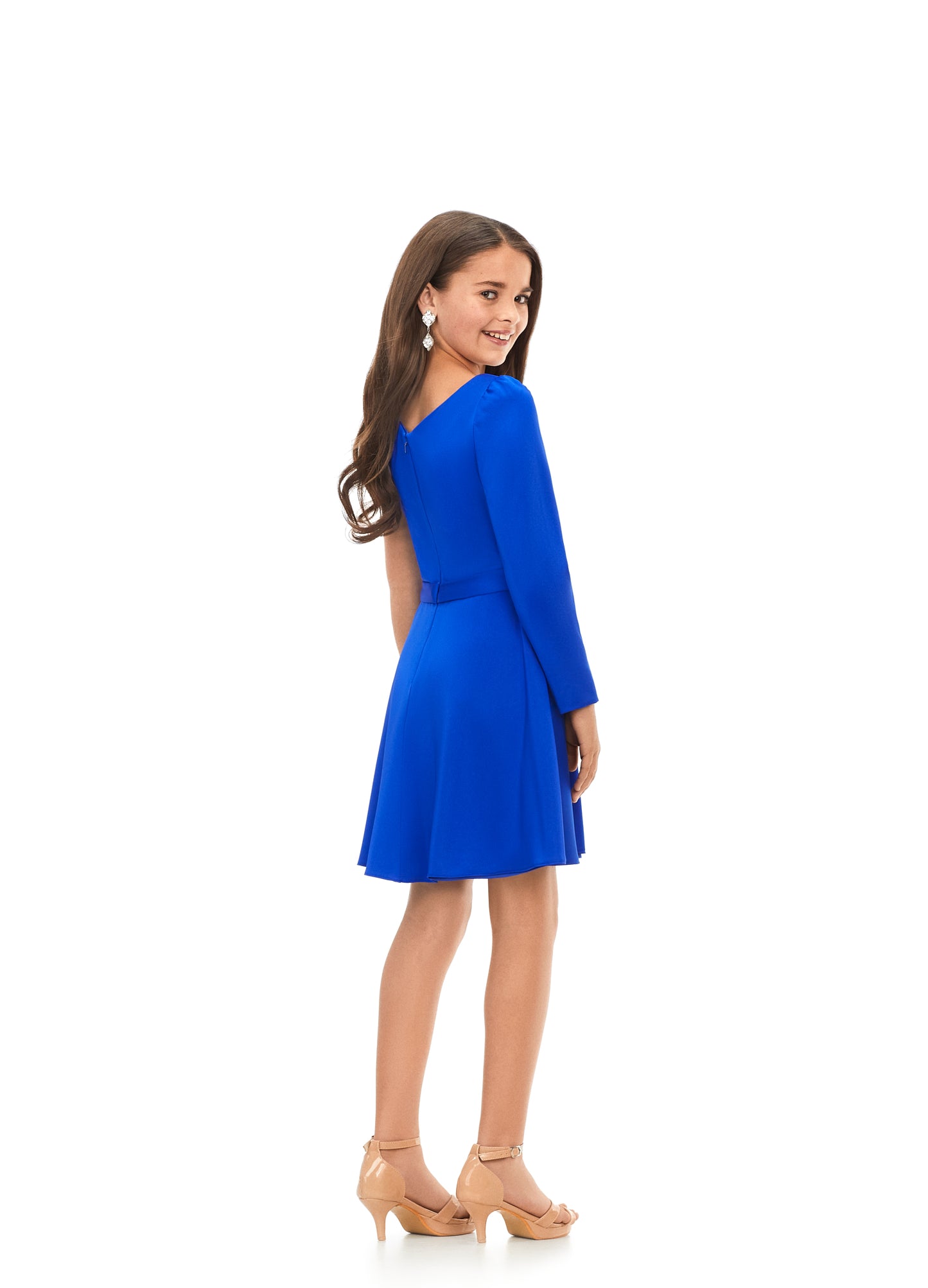 Ashley Lauren Kids 8171 Royal Blue Girls One Sleeve Crepe Cocktail Dress