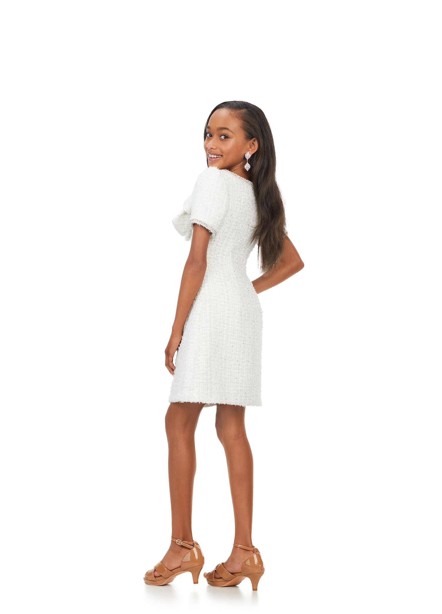 Ashley Lauren Kids 8172 Girls Tweed Cocktail Dress with Bow