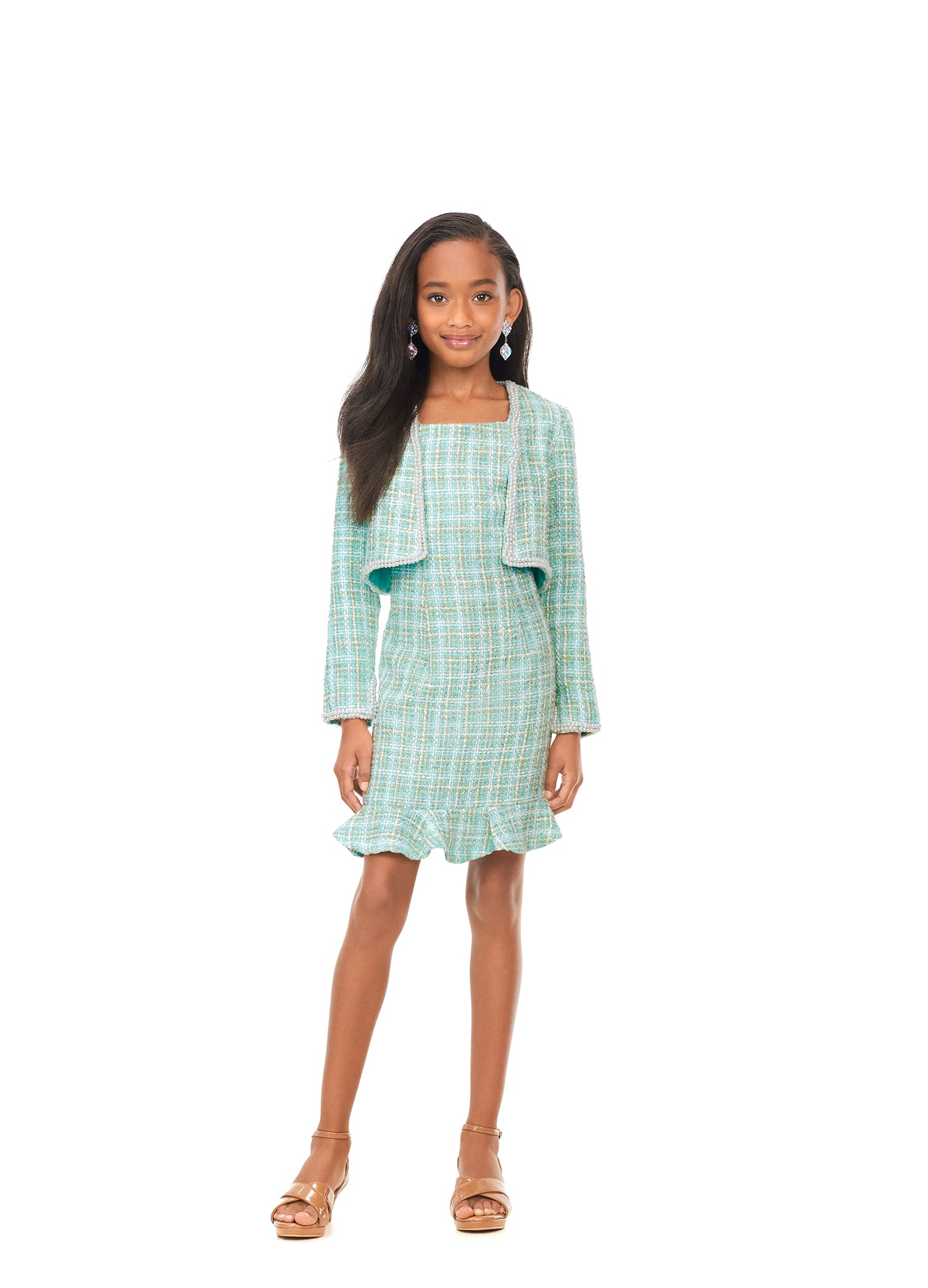 Ashley Lauren 8173 Kids Tweed Cocktail Dress with Jacket – Glass Slipper  Formals
