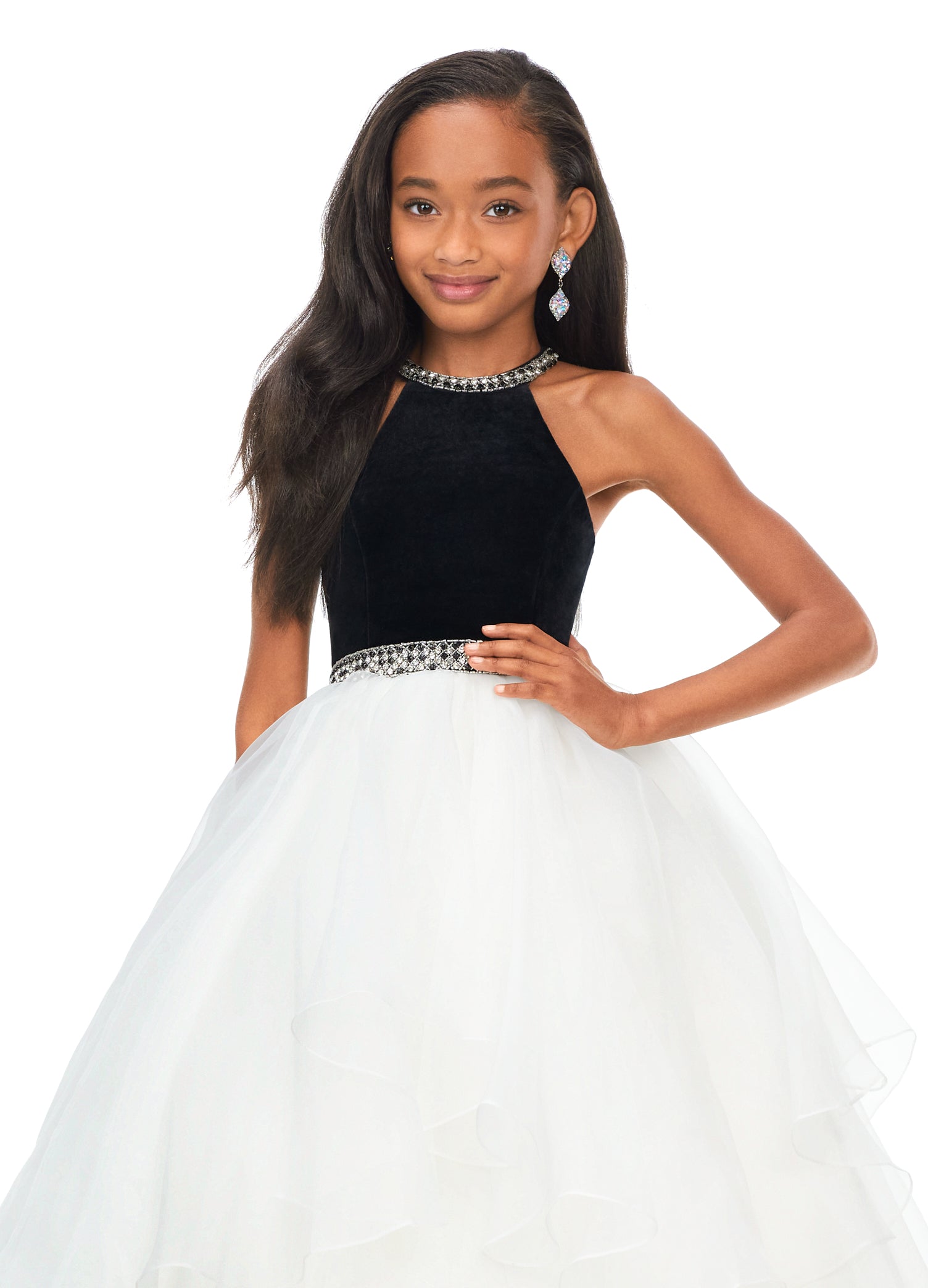 Ashley Lauren Kids 8179 Girls Halter Ball Gown Pageant Dress with