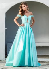 Ashley Lauren 1476 Prom Dress Aqua size 6 Off the Shoulder Ballgown Evening A line