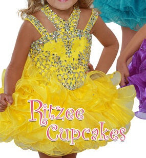 Ritzee Girls 279 Size 2 Cupcake Short Pageant Dress Layer Ruffle Glitz High Neckline
