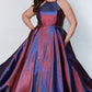 Sydney's Closet SC7334 Size 14 Shimmer Prom Dress High Neckline Plus Sized A Line SC 7334