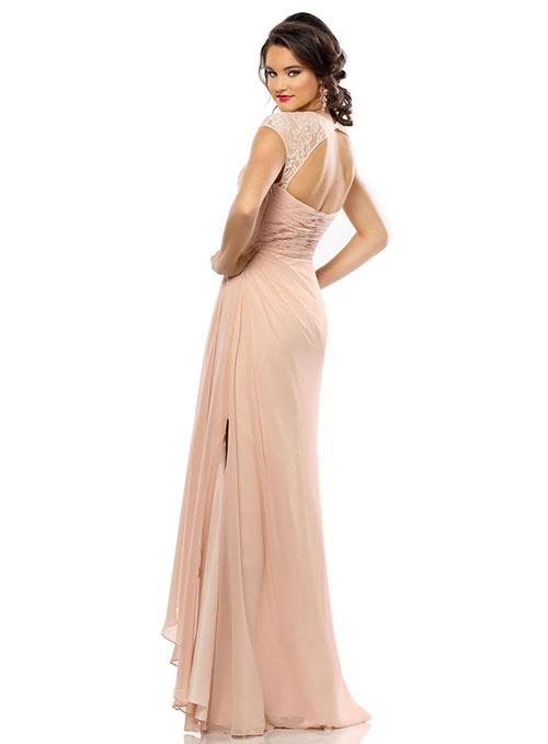Adagio Bridesmaids Dress 131 Size 16 Long Blush Formal Dress lace cap sleeves