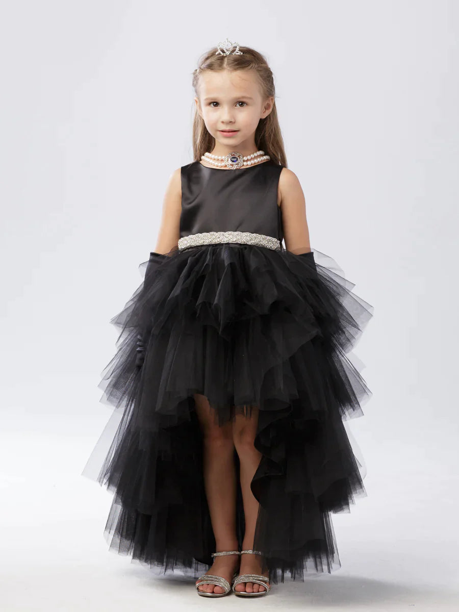 Girls black high low dress best sale
