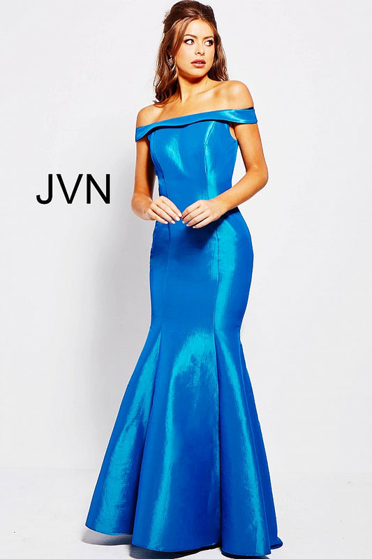 Jovani JVN51863 Size 10 Teal off the shoulder mermaid prom dress Pageant Gown