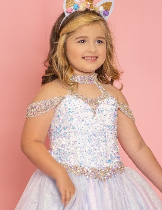 Sugar Kayne C103 size 4 Orchid Girls Pageant Dress Sequin Velvet Kids
