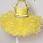 Sugar Kayne C223 Girls Baby Short ruffle Cupcake Pageant Dress Bow Halter Beaded Gown Have your little cupcake bring on all the charm in this stunning organza gown. The corset back is the perfect addition as the little one grows!  Colors: Aqua, Petal Pink, Yellow  Sizes: 0M, 12M, 18M, 24M, 2T, 3T, 4T, 5T, 6M, 6T  Fabric Organza, Satin Lining
