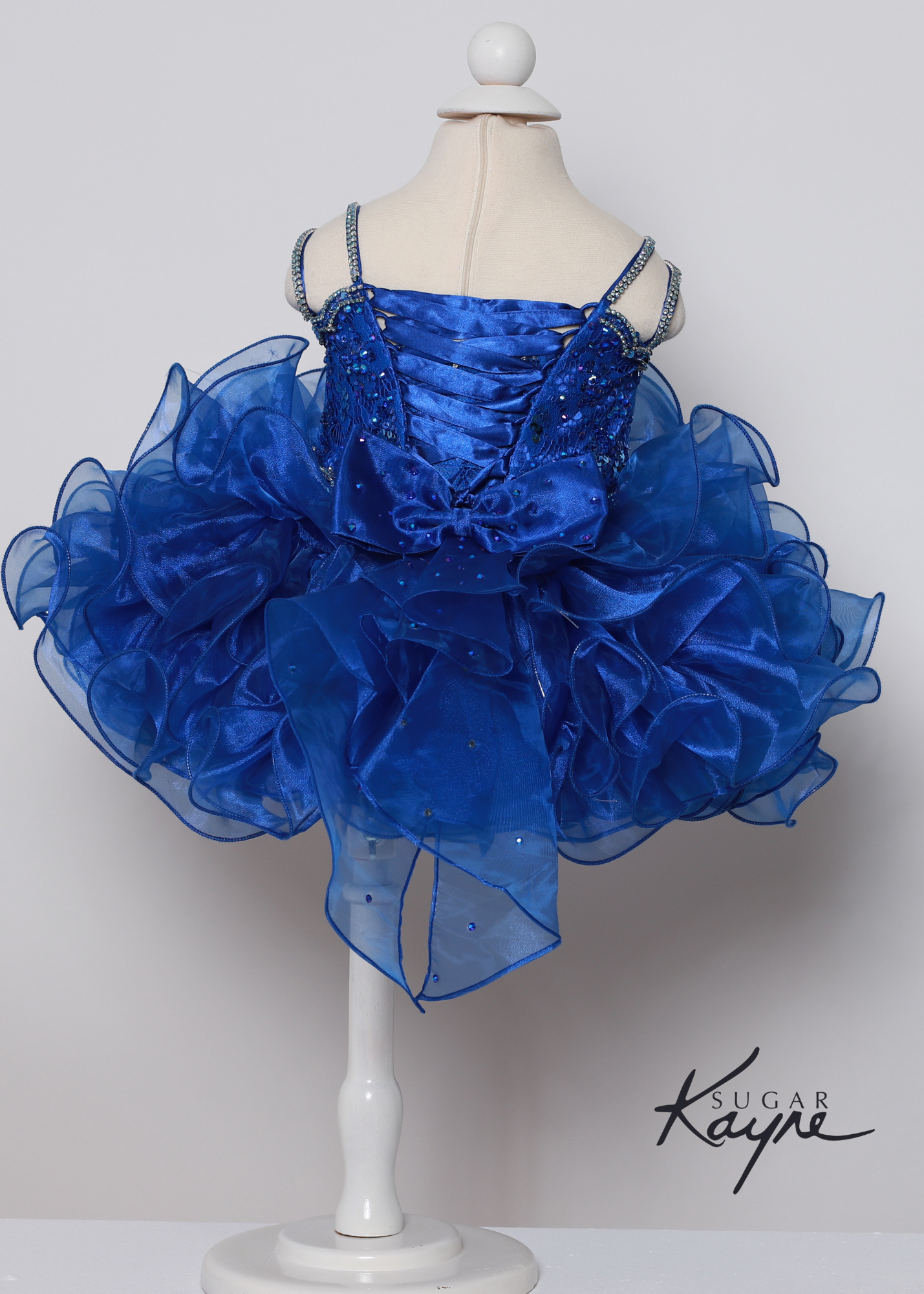 Sugar Kayne C225 Girls Cupcake Pageant Dress Ruffle Skirt Bow Corset 18M / Royal Sugar Kayne C225 Girls Cupcake Pageant Dress Ruffle Skirt Bow Corset 18M / Royal