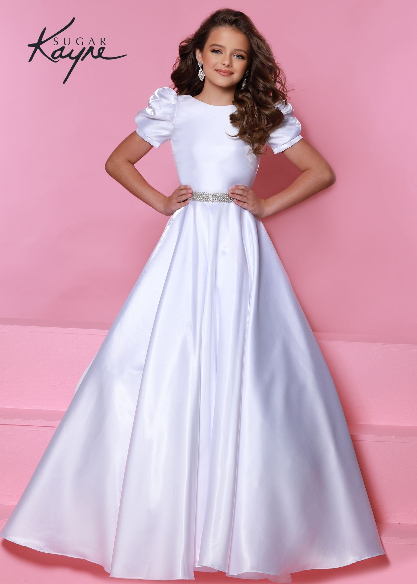 Sugar Kayne C325 short cocktail dress long satin cap sleeve overskirt Pageant Gown Girls Endless possibilities with this shimmer satin dress- make your fit short or long with the detachable beaded belt overskirt!  Colors: Aqua, Cherry, Black, White  Sizes: 2, 4, 6, 8, 10, 12, 14, 16  Fabric Shimmer Satin, Satin Lining
