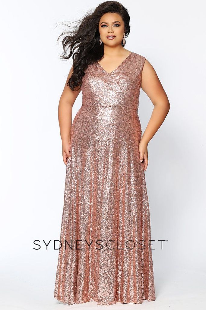Sydney's Closet CE1801 Long Sequin Plus Size 16 Prom Dress Formal Evening Gown