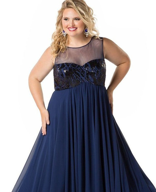 Sydney's Closet 1810 Size 28 NAVY Formal Dress A Line Sydney's Closet 1810 Size 28 NAVY Formal Dress A Line