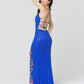 Primavera Couture 3427 size 4, 10 Royal Blue sequin beaded prom dress floral slit details
