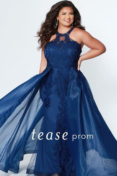 Tease Prom TE 1904 Size 22 Garnet Plus Sized Prom Dress Lace Mermaid Overskirt