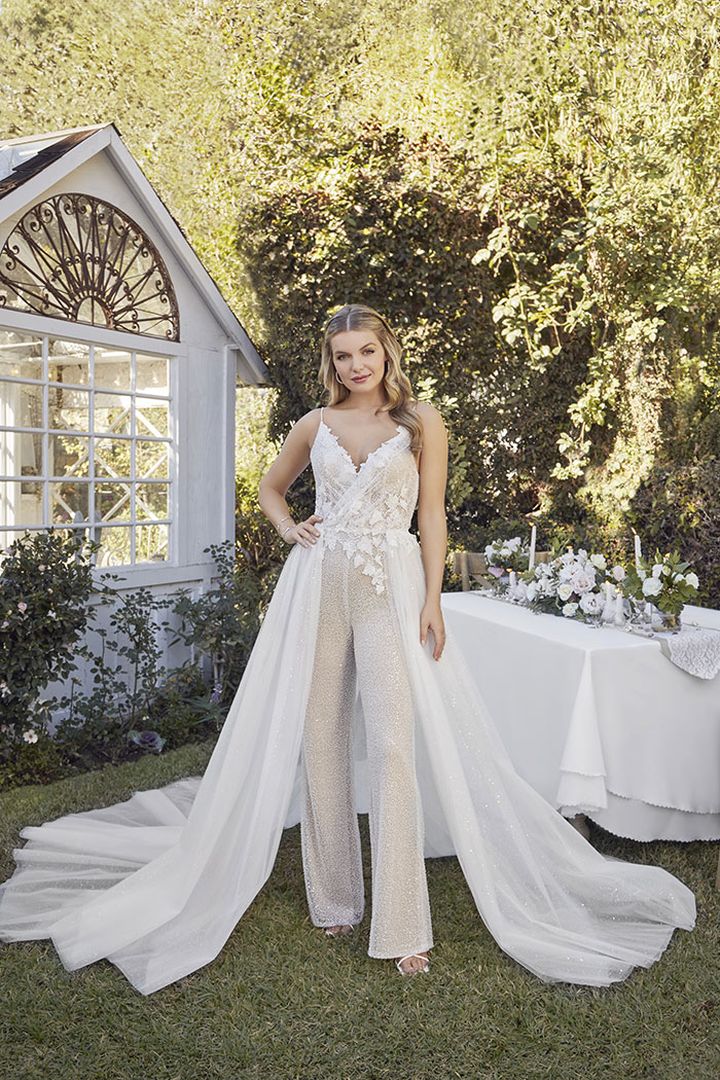 Casablanca Bridal 2493 Melanie Wedding Jumpsuit 26 / Nude/Ivory/Silver Casablanca Bridal 2493 Melanie Wedding Jumpsuit 26 / Nude/Ivory/Silver