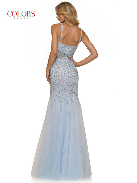 Colors Dress 2230 Size 4 Light Blue Mermaid Prom Dress Embellished