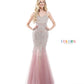 Colors Dress 2230 Mauve Mermaid Prom or Evening dress with an all over delicately beaded bodice mermaid dress in sweet heart neckline, tulle godet, beaded strap