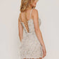 Colors 2782 Size 8 Off white Short Fitted Embellished Formal Cocktail Dress Feathers Corset Sequin Gown