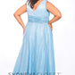 Sydney's Closet SC7284 Size 22 Ice Blue V neckline wide straps plus size prom dress evening gown