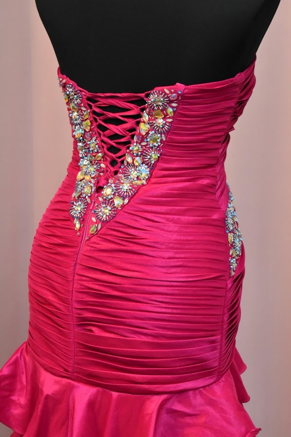 Prom Dress Fuchsia Size 8 Mermaid Ruffle Long corset