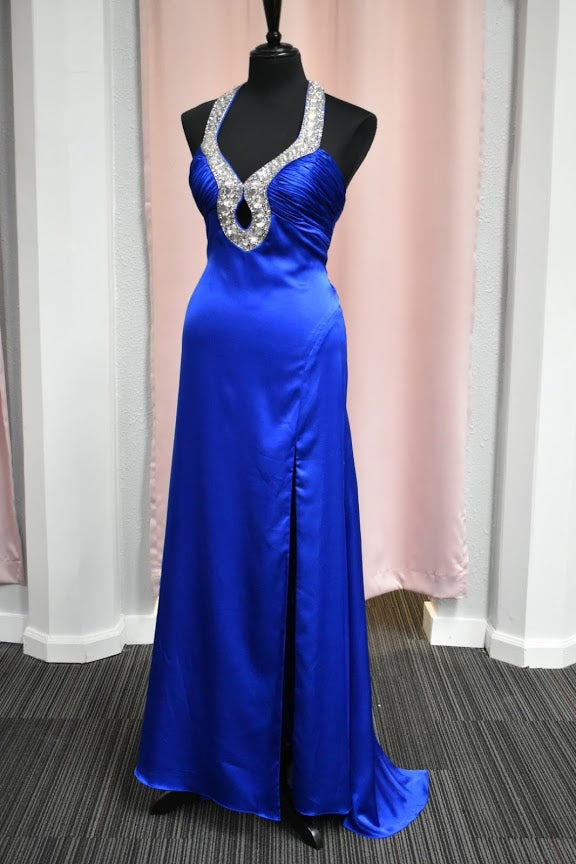 Tiffany 16603 Royal Size 10 Prom Dress Silk Pageant Gown Long
