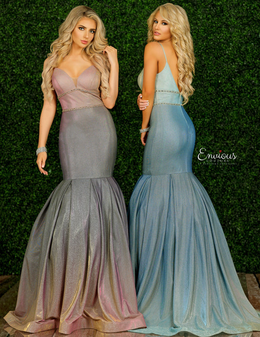 Envious Couture 1435 Size 6, 8 Mermaid Prom Dress Iridescent Ombre 2020 Gown