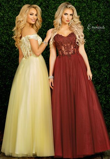 Envious Couture E1489 is a Long Prom Dress, Pageant Gown & Formal Evening Wear. This Gown Features Lace Embellished off the shoulder straps with a sweetheart neckline. Sheer Corset style bodice with beaded Floral lace applique and tulle prom dress evening gown pageant dress 1489 A Line Ballgown Romantic  Color:  Canary Yellow  Size: 8