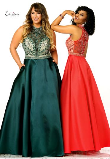 Envious Couture 1507 size 22 Long Sheer High Neck Prom Dress Pageant Plus Size