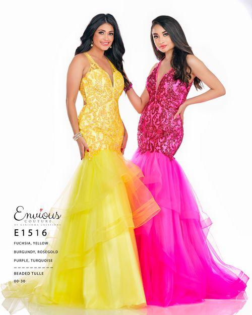 Envious Couture 1516 Size 8 Sequin Mermaid Tulle Prom Dress Pageant Fit Flare Gown