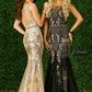 Envious Couture 1540 Size 12 Gold Sequin Mermaid Prom Dress High Neck